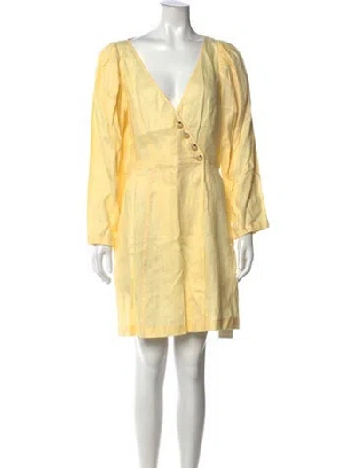 Pre-owned Baum Und Pferdgarten Linen Mini Dress In Yellow