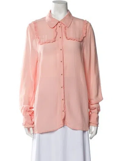 Pre-owned Baum Und Pferdgarten Long Sleeve Button-up Top In Pink