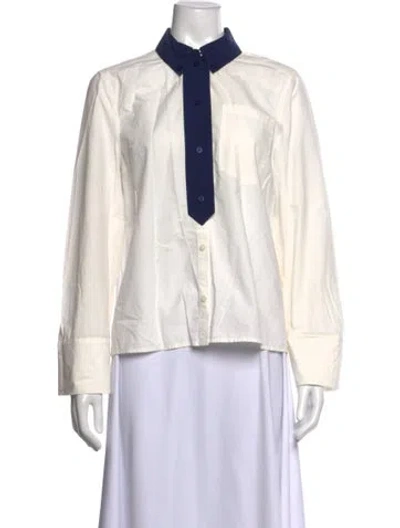 Pre-owned Baum Und Pferdgarten Long Sleeve Button-up Top In White