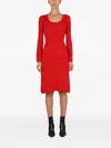 Baum Und Pferdgarten Long-sleeve Side-slit Midi Dress In Red
