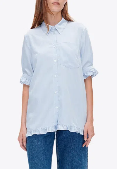 Baum Und Pferdgarten Mackenzi Ruffled Shirt In Light Blue