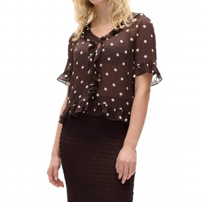 Baum Und Pferdgarten Madicen Short-sleeve Blouse In Coffee Bean Dots In Brown