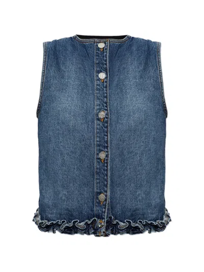 Baum Und Pferdgarten Madie Ruffled Blouse In Blue
