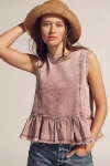Baum Und Pferdgarten Madinel Peplum Denim Top In Pink