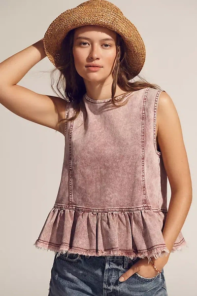Baum Und Pferdgarten Madinel Peplum Denim Top In Pink