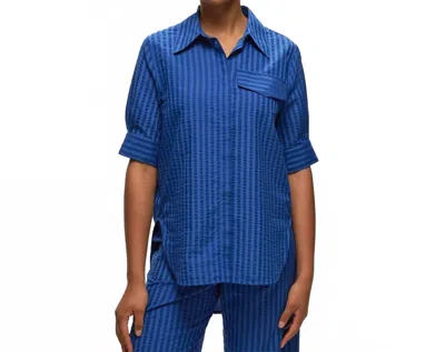Baum Und Pferdgarten Majken Textured Top In Palace Blue In Multi