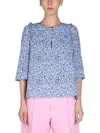 Baum Und Pferdgarten Melody Leopard Print Organic Cotton Blouse In Blue