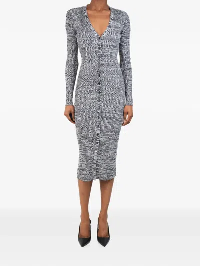 Pre-owned Baum Und Pferdgarten Melange Ribbed-knit Midi Dress In Black