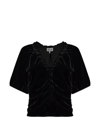 Baum Und Pferdgarten Melline Ruched Velvet Top In Black
