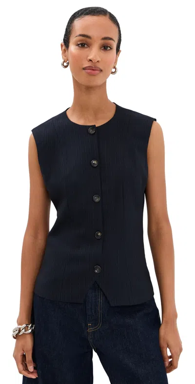 Baum Und Pferdgarten Menea Blouse Blackish Pinstripe In Blue