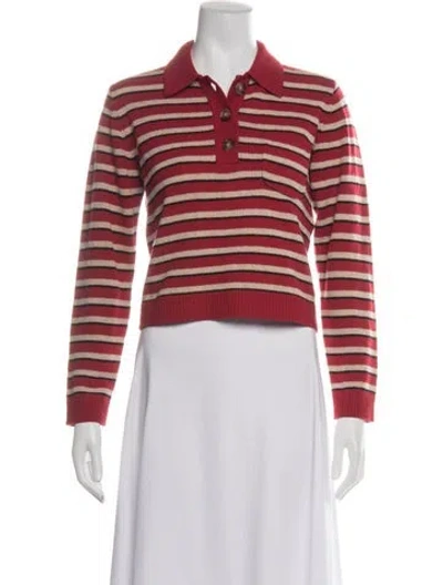 Pre-owned Baum Und Pferdgarten Merino Wool Striped Polo In Red