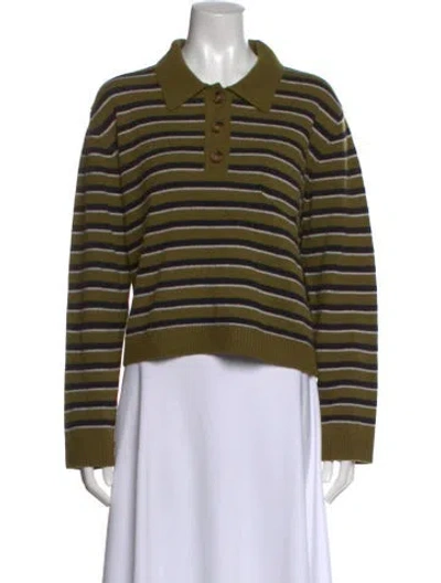 Pre-owned Baum Und Pferdgarten Merino Wool Striped Sweater In Green