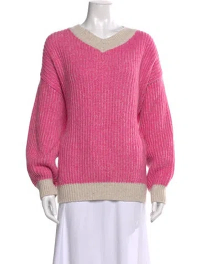 Pre-owned Baum Und Pferdgarten Merino Wool V-neck Sweater In Pink