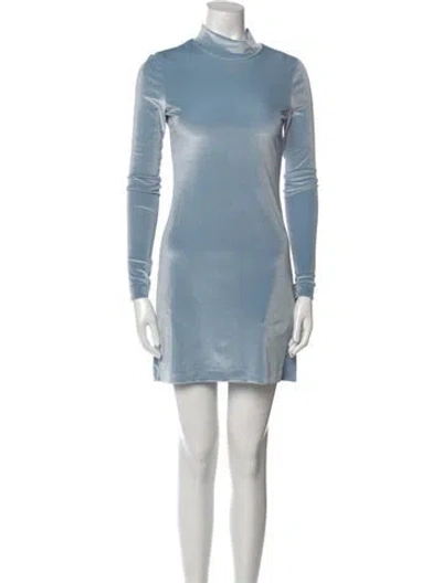 Pre-owned Baum Und Pferdgarten Mock Neck Mini Dress In Blue