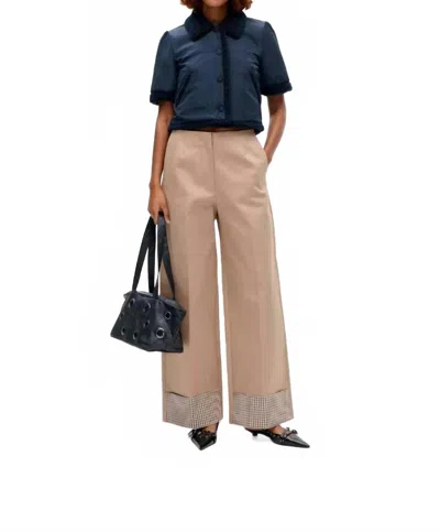Baum Und Pferdgarten Narin High-waisted Trouser Pant In Portabella Camel Check In Animal Print