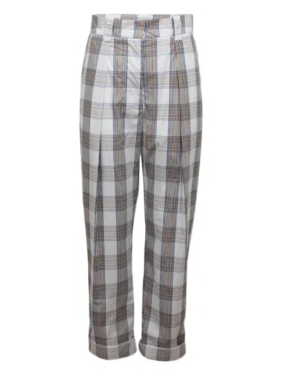 Baum Und Pferdgarten Noberta Pleated Check Trousers In Brown
