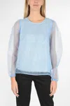 Baum Und Pferdgarten Organza Mia Mandarin Collar Blouse In Blue