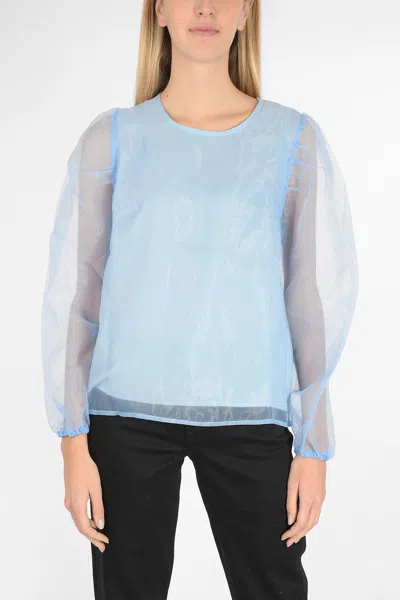 Baum Und Pferdgarten Organza Mia Mandarin Collar Blouse In Blue