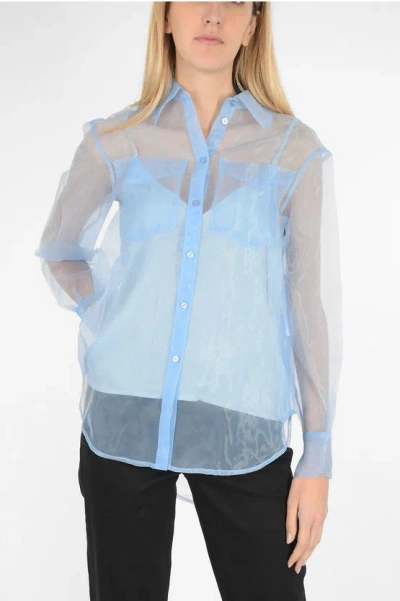 Baum Und Pferdgarten Organza Minty Classic Collar Shirt In Blue