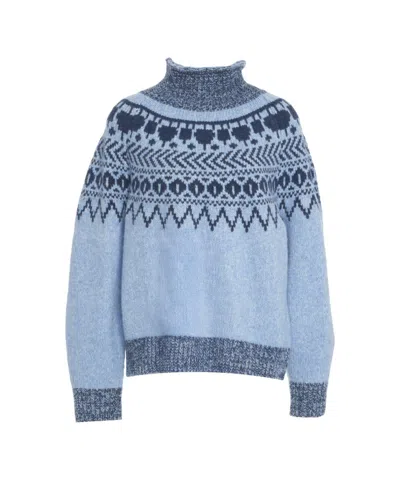 Baum Und Pferdgarten Oversized Norwegian Sweater With Classic High Collar In Blue
