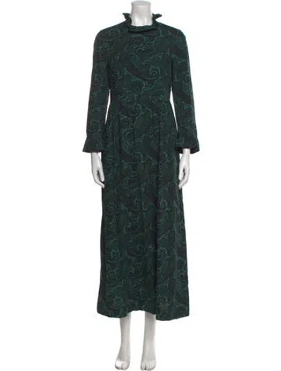 Pre-owned Baum Und Pferdgarten Paisley Print Long Dress In Green