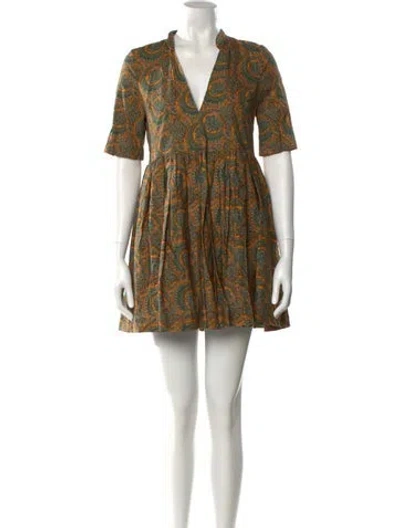 Pre-owned Baum Und Pferdgarten Paisley Print Mini Dress In Green