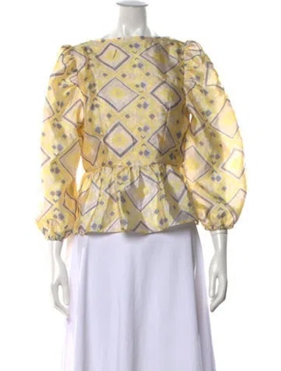 Pre-owned Baum Und Pferdgarten Patterned Scoop Neck Blouse In Neutral