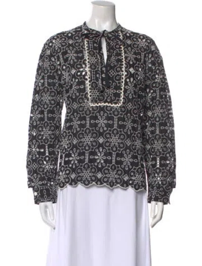 Pre-owned Baum Und Pferdgarten Patterned Tie Neck Blouse In Multi