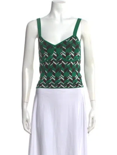 Pre-owned Baum Und Pferdgarten Patterned V-neck Top In Green