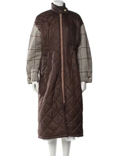 Pre-owned Baum Und Pferdgarten Plaid Print Coat In Brown