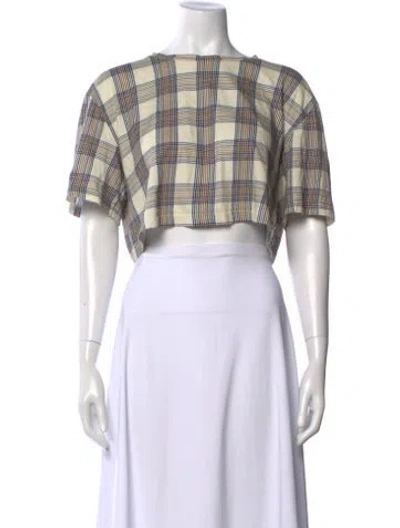 Pre-owned Baum Und Pferdgarten Plaid Print Crew Neck Crop Top In Multi