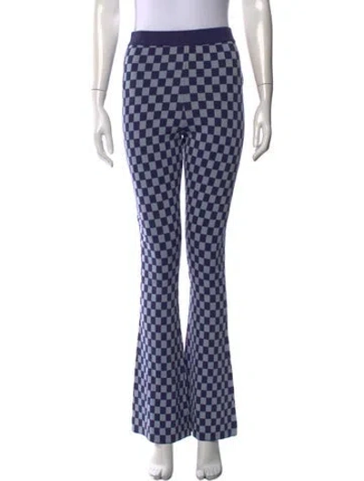 Pre-owned Baum Und Pferdgarten Plaid Print Flared Pants In Blue