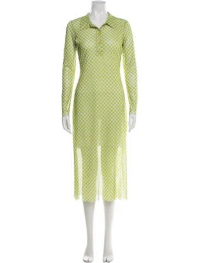 Pre-owned Baum Und Pferdgarten Plaid Print Long Dress In Green
