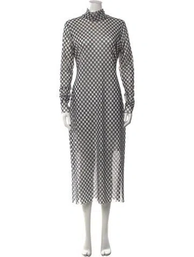 Pre-owned Baum Und Pferdgarten Plaid Print Midi Length Dress In Black
