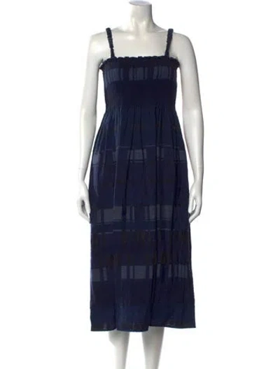 Pre-owned Baum Und Pferdgarten Plaid Print Midi Length Dress In Blue