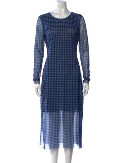 Pre-owned Baum Und Pferdgarten Plaid Print Midi Length Dress In Blue
