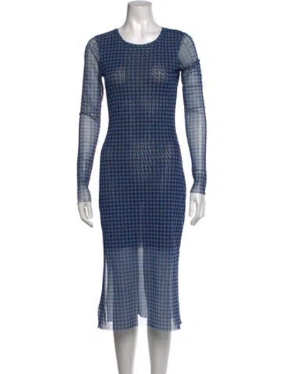 Pre-owned Baum Und Pferdgarten Plaid Print Midi Length Dress In Blue