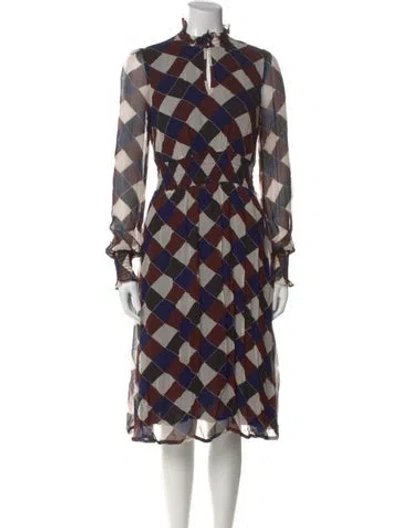 Pre-owned Baum Und Pferdgarten Plaid Print Midi Length Dress In Brown