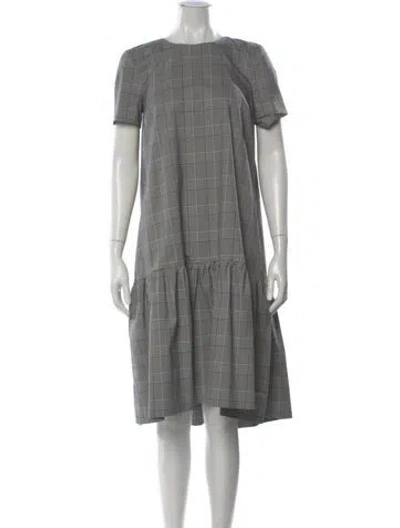 Pre-owned Baum Und Pferdgarten Plaid Print Midi Length Dress In Gray