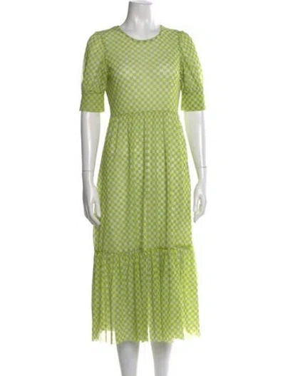 Pre-owned Baum Und Pferdgarten Plaid Print Midi Length Dress In Green