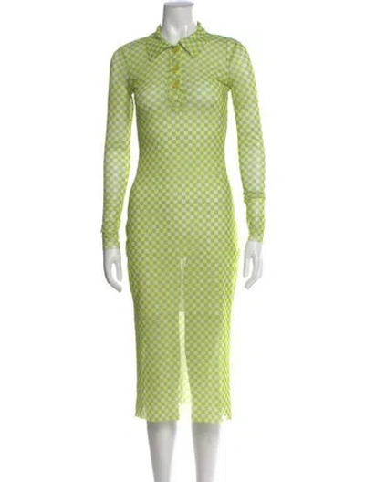 Pre-owned Baum Und Pferdgarten Plaid Print Midi Length Dress In Green