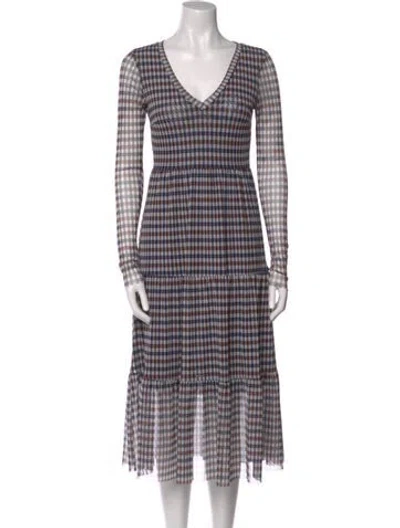 Pre-owned Baum Und Pferdgarten Plaid Print Midi Length Dress In Neutral