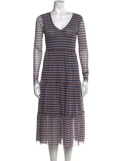 Pre-owned Baum Und Pferdgarten Plaid Print Midi Length Dress In Neutral