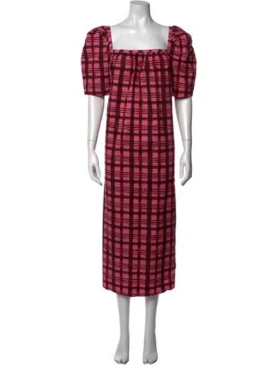 Pre-owned Baum Und Pferdgarten Plaid Print Midi Length Dress In Pink