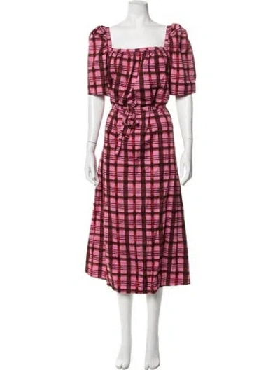 Pre-owned Baum Und Pferdgarten Plaid Print Midi Length Dress In Red