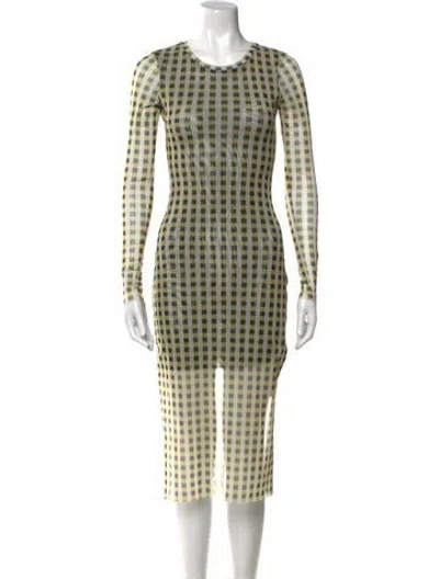 Pre-owned Baum Und Pferdgarten Plaid Print Midi Length Dress In Yellow