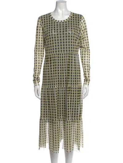 Pre-owned Baum Und Pferdgarten Plaid Print Midi Length Dress In Yellow