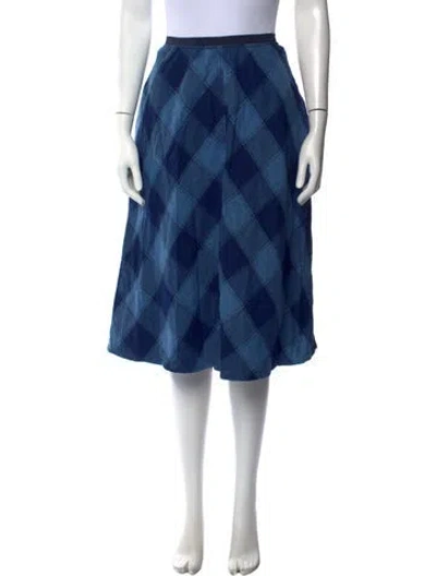 Pre-owned Baum Und Pferdgarten Plaid Print Midi Length Skirt In Blue