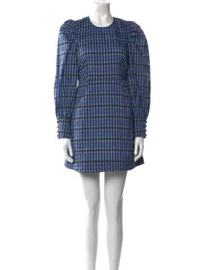 Pre-owned Baum Und Pferdgarten Plaid Print Mini Dress In Blue