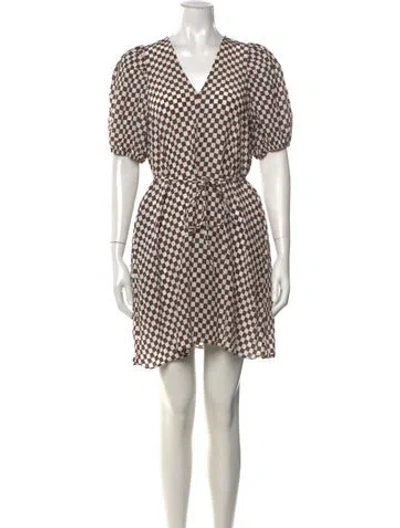 Pre-owned Baum Und Pferdgarten Plaid Print Mini Dress In Brown